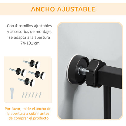 Pawhut Barrera De Seguridad Para Perros Con 1 Puerta 74-101x104,1 Cm Negro_5