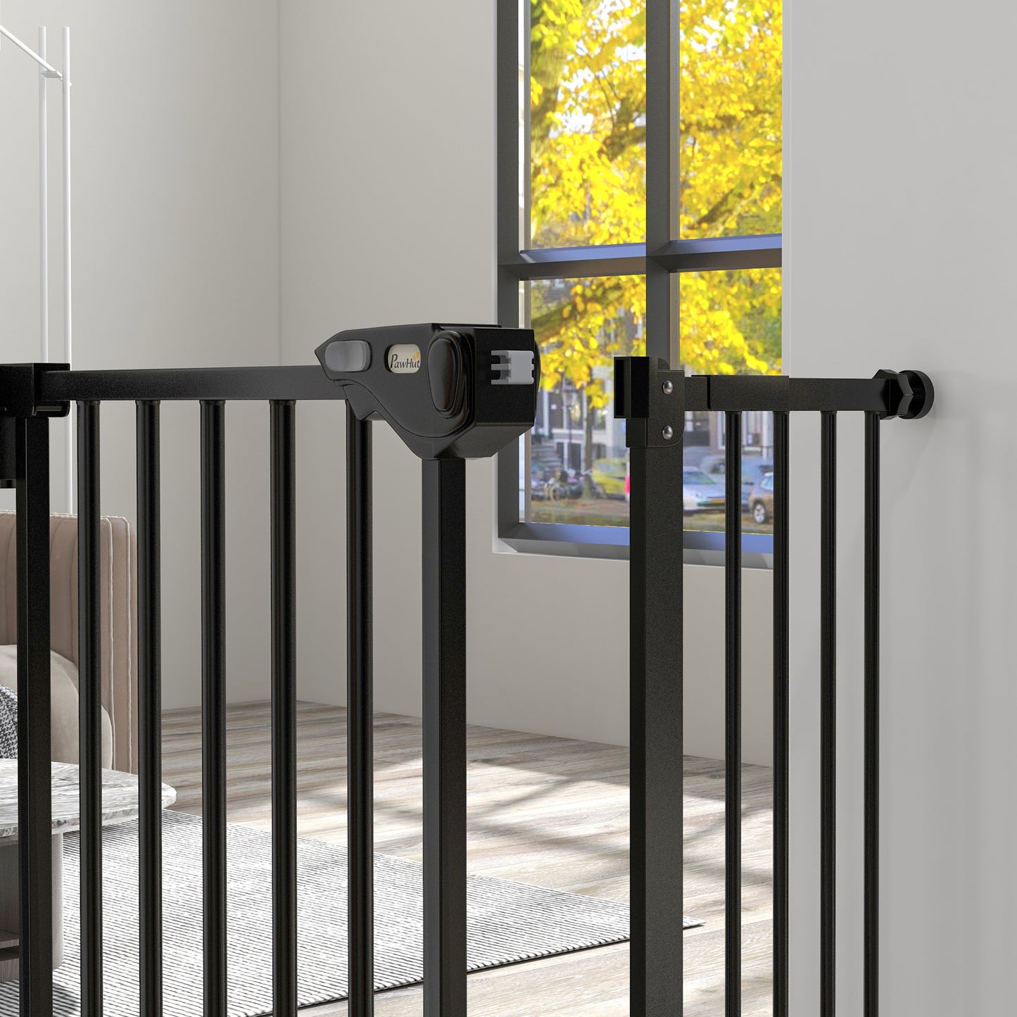 Pawhut Barrera De Seguridad Para Perros Escaleras Y Puertas 74-94 Cm Negro_4