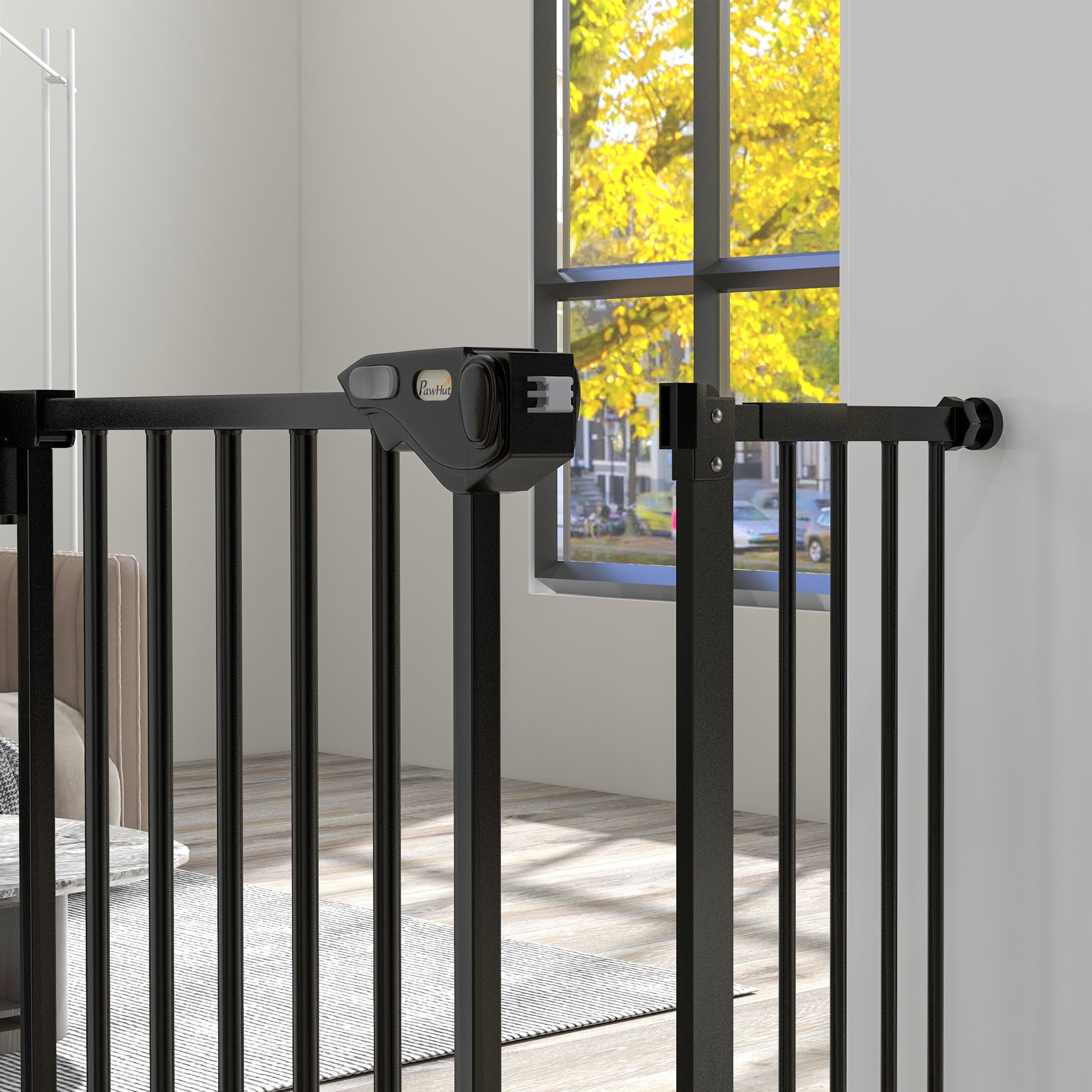 Pawhut Barrera De Seguridad Para Perros Escaleras Y Puertas 74-94 Cm Negro_4