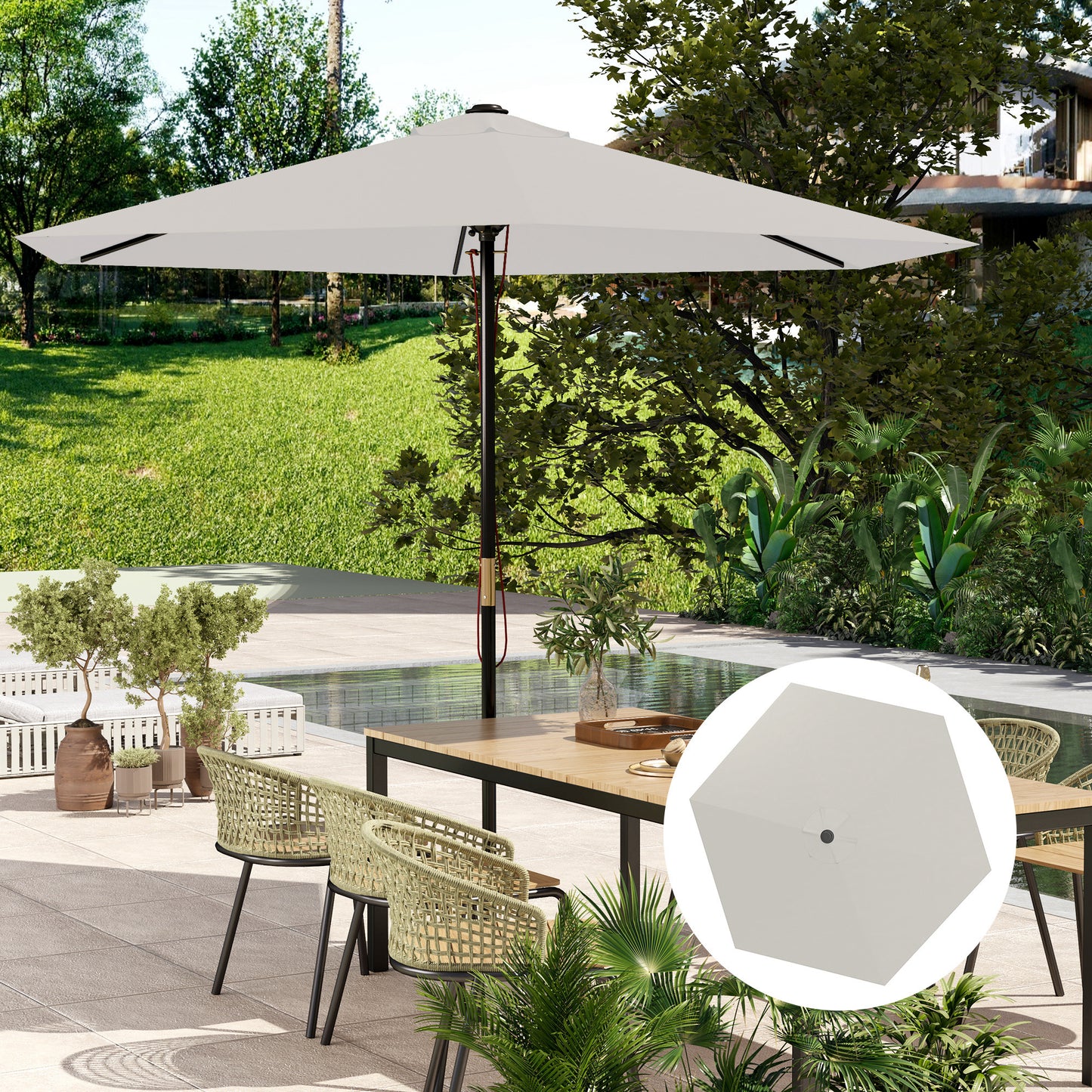 Outsunny Toldo De Recambio De Sombrilla De 3 M Con Ventilación Superior Crema_3
