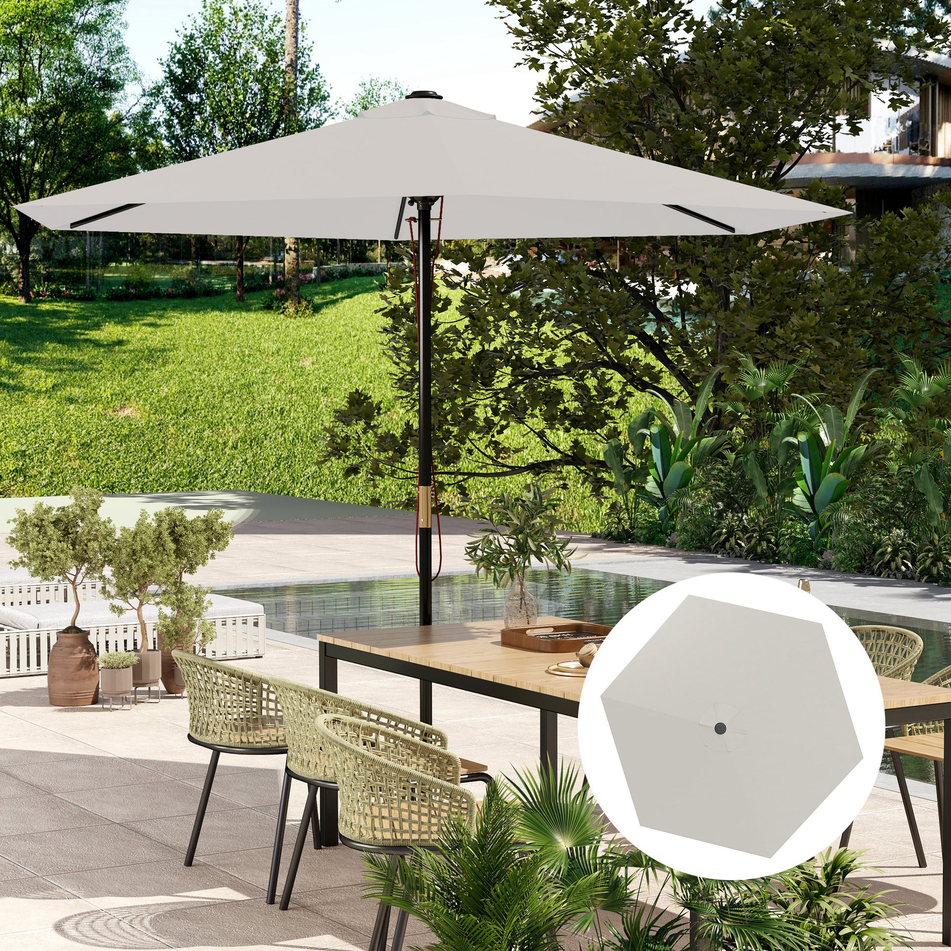 Outsunny Toldo De Recambio De Sombrilla De 3 M Con Ventilación Superior Crema_3
