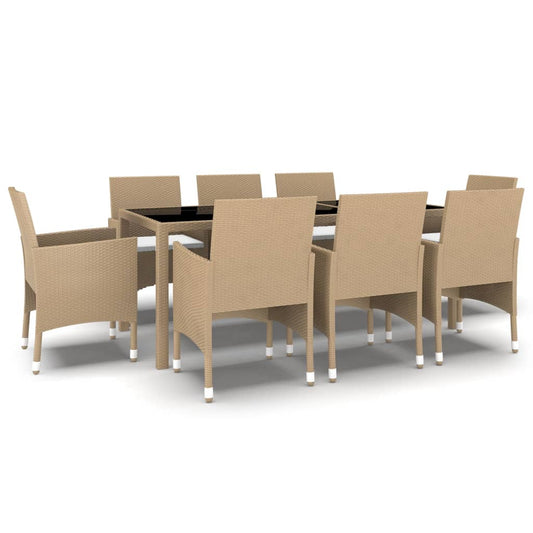 Vidaxl Juego De Comedor De Jardín De 9 Piezas Ratán Sintético Beige_0