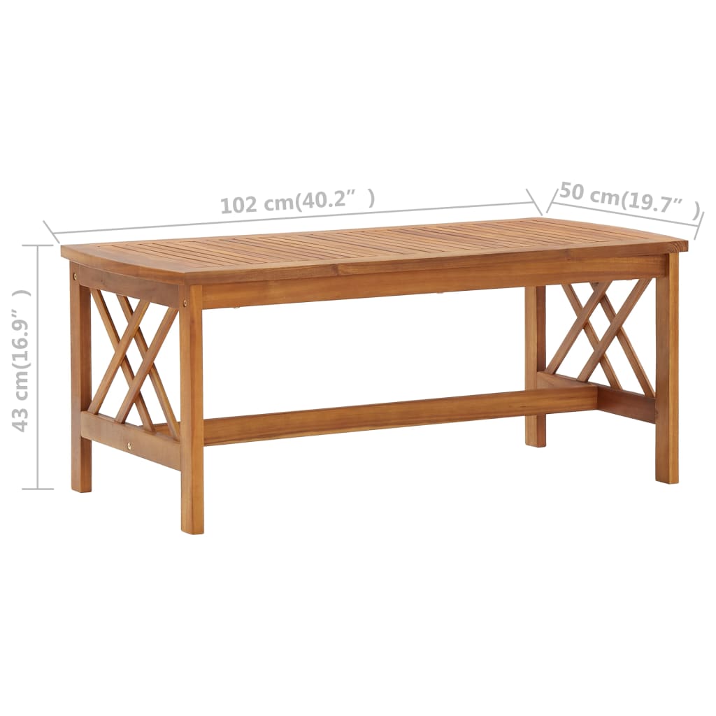 Mesa De Centro De Madera Maciza De Acacia 102x50x43 Cm_4