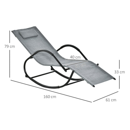 Outsunny Conjunto De 2 Mecedoras De Exterior Con Reposacabezas 160x61x79 Cm Gris_2