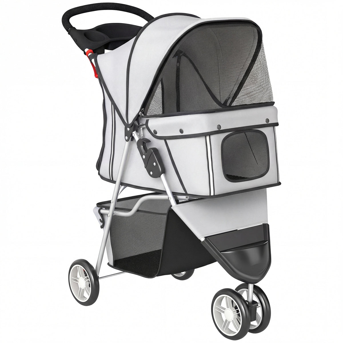 Pawhut Carrito Para Perros Plegable Hasta 10 Kg De 3 Ruedas Con Capota Ajustable_0