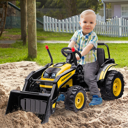 Homcom Tractor Eléctrico Niños +3 Años 6v Pala Luce Velocidad 2 Niveles Amarillo_1