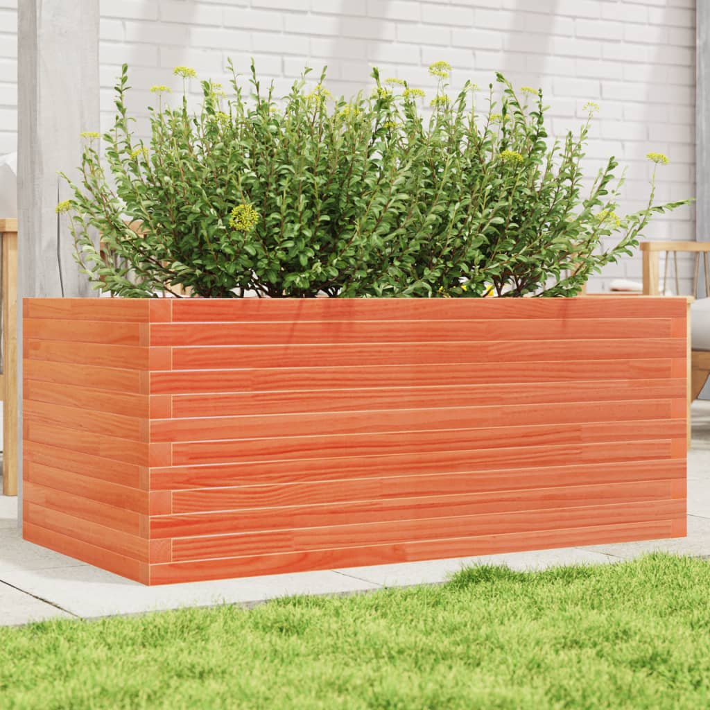 Jardinera De Madera Maciza De Pino Marrón Cera 110x60x46 Cm_1