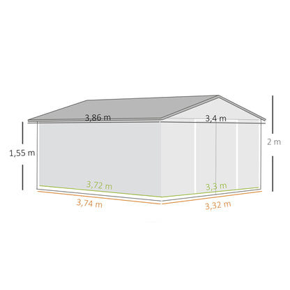 Outsunny Caseta De Jardín De Exterior 12,4 M² 340x386x200 Cm Gris Claro_2