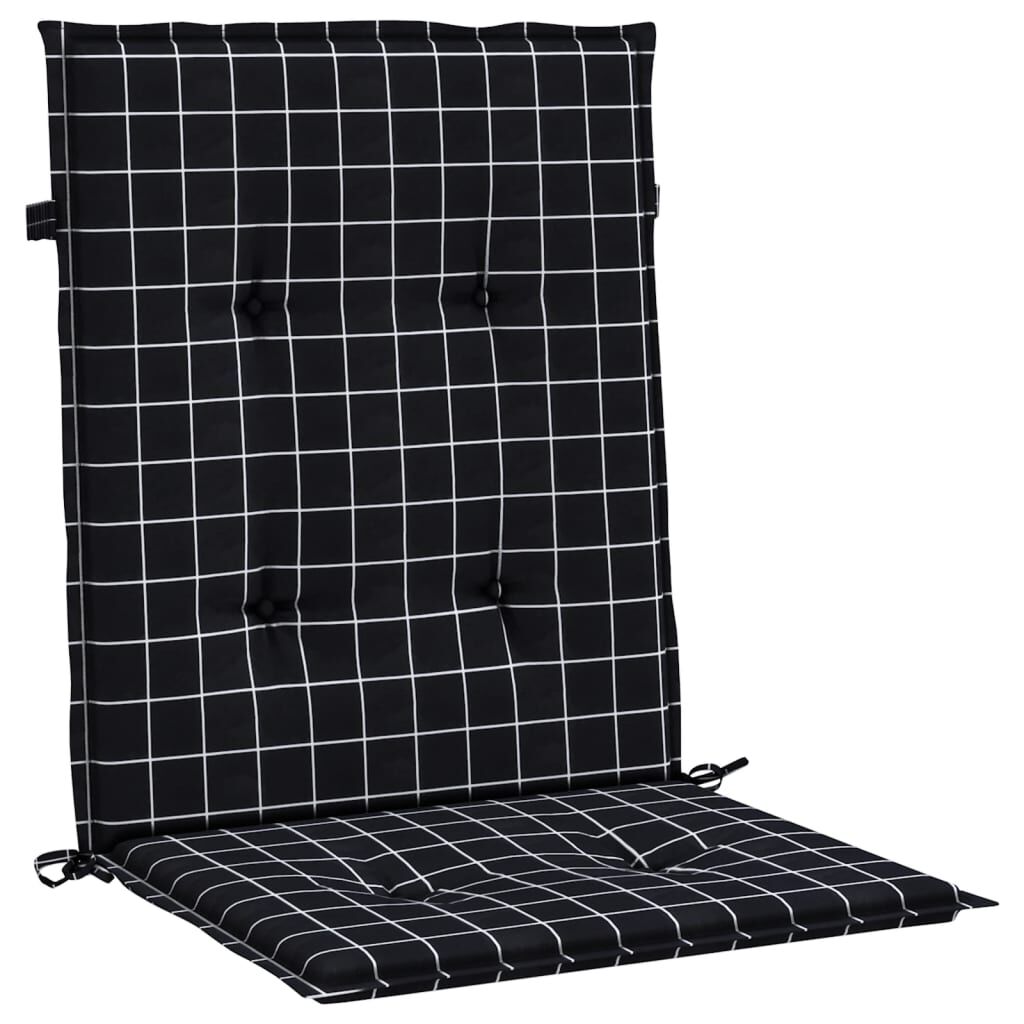 Vidaxl Cojines Para Silla Con Respaldo Bajo 2 Uds Tela A Cuadros Negro_3