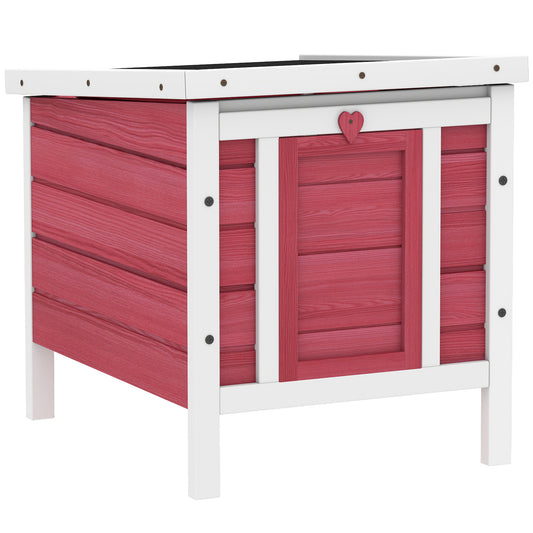 Pawhut Conejera Madera Exterior Con Techo Asfáltico Abatible 42x51x43 Cm Rojo_0