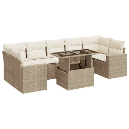 Set De Sofás De Jardín Y Cojines 8 Piezas Ratán Sintético Beige / Vetonek_1