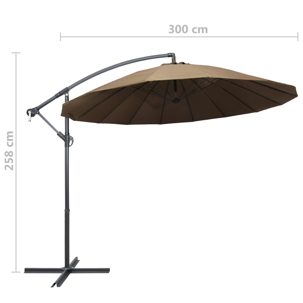 Vidaxl Sombrilla Colgante Con Palo De Aluminio Taupe 3 M_2