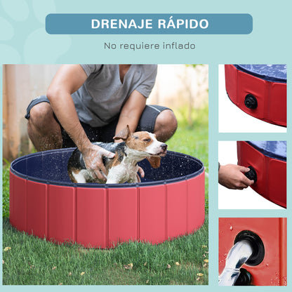 Pawhut Bañera Piscina Plegable De Mascota Baño Portátil Animal Perro Ø100cm_5