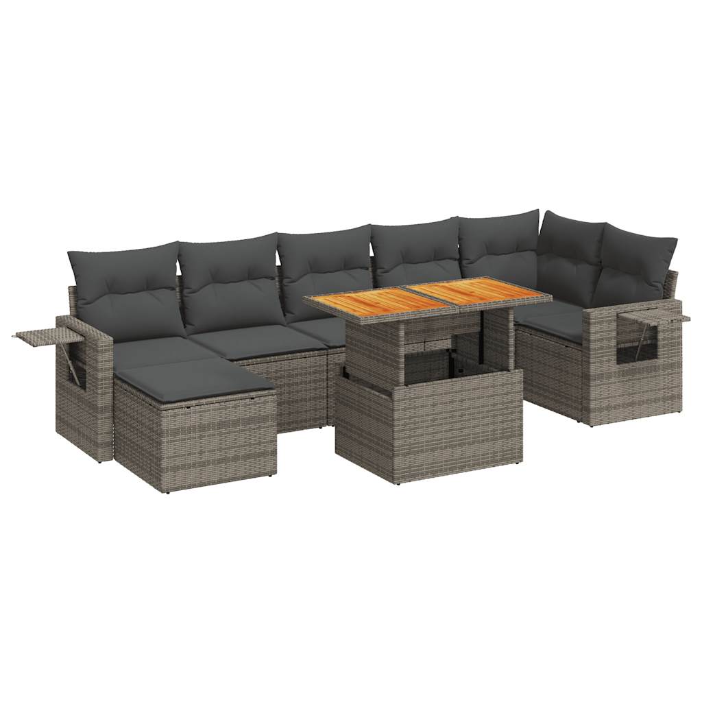 Set De Sofás De Jardín Y Cojines 8 Piezas Ratán Sintético Gris / Vetonek_3