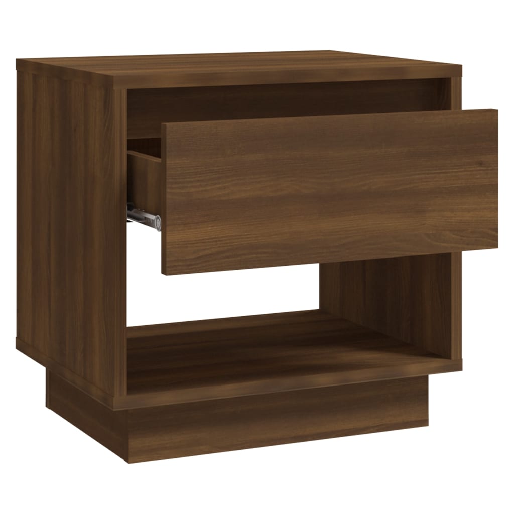 Mesita De Noche Madera De Ingeniería Marrón Roble 45x34x44 Cm_2