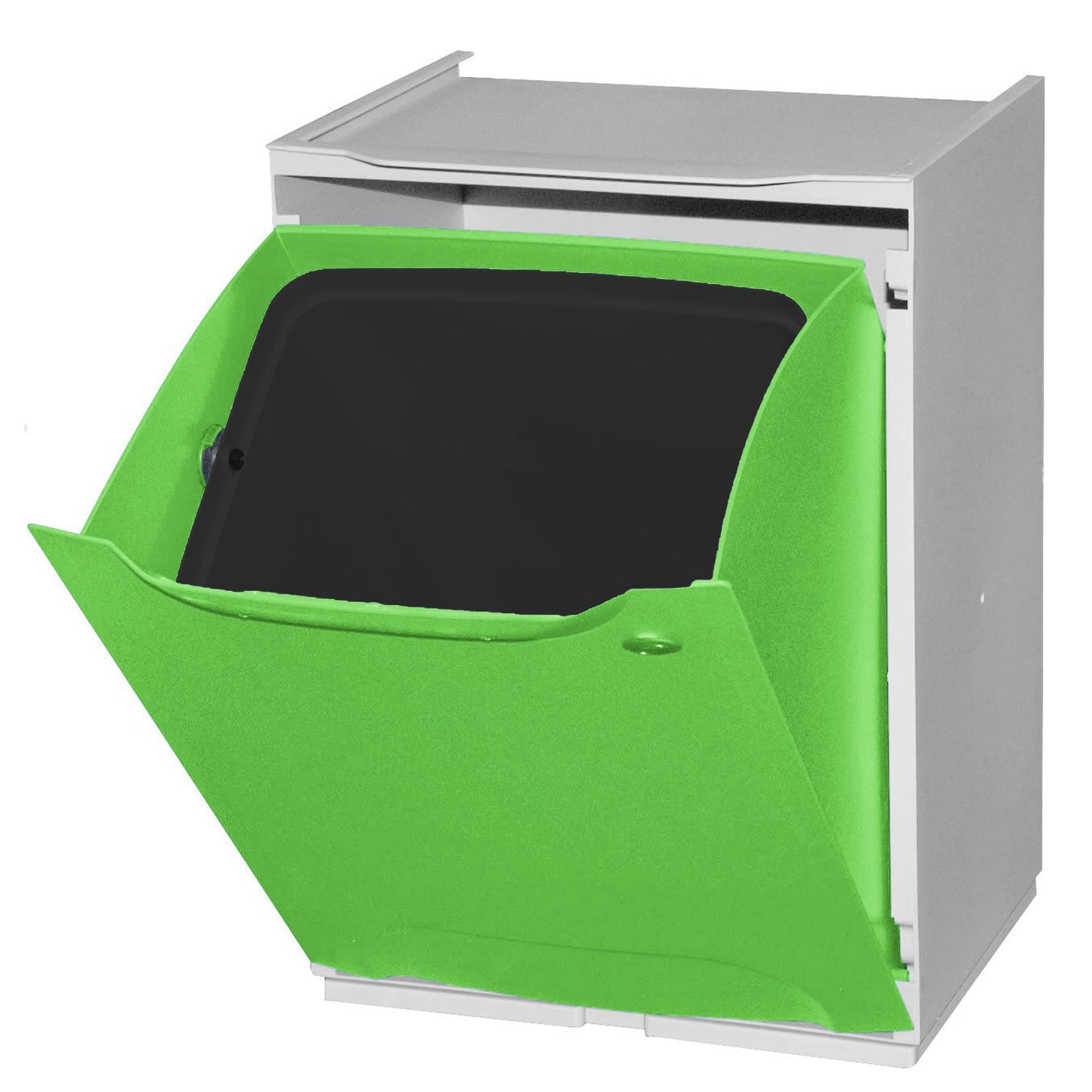 Papelera Reciclaje En Polipropileno Color Verde, Con Depósito 20 L En El Interior