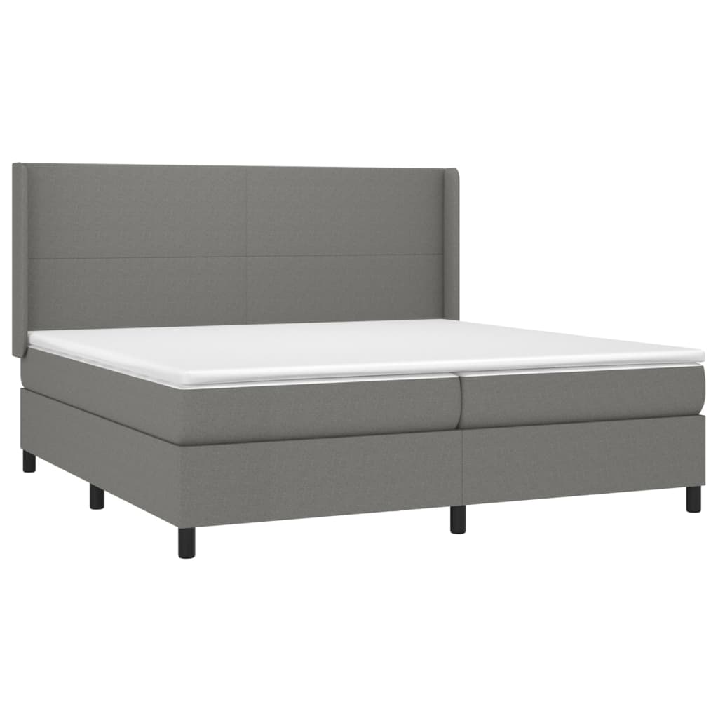 Cama Box Spring Colchón Y Luces Led Tela Gris Claro 200x200 Cm / Vetonek_2
