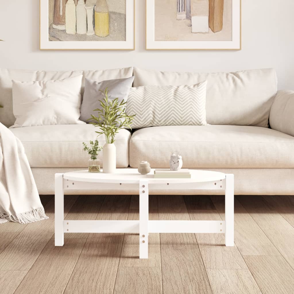 Mesa De Centro De Madera Maciza De Pino Blanco 87x48x35 Cm_1