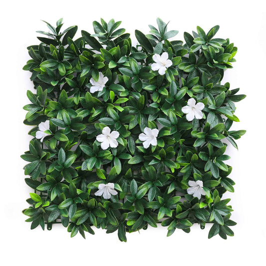 Jardín Vertical Artificial 100x100cm Well Home Hojas Verdes Y Flores Blancas