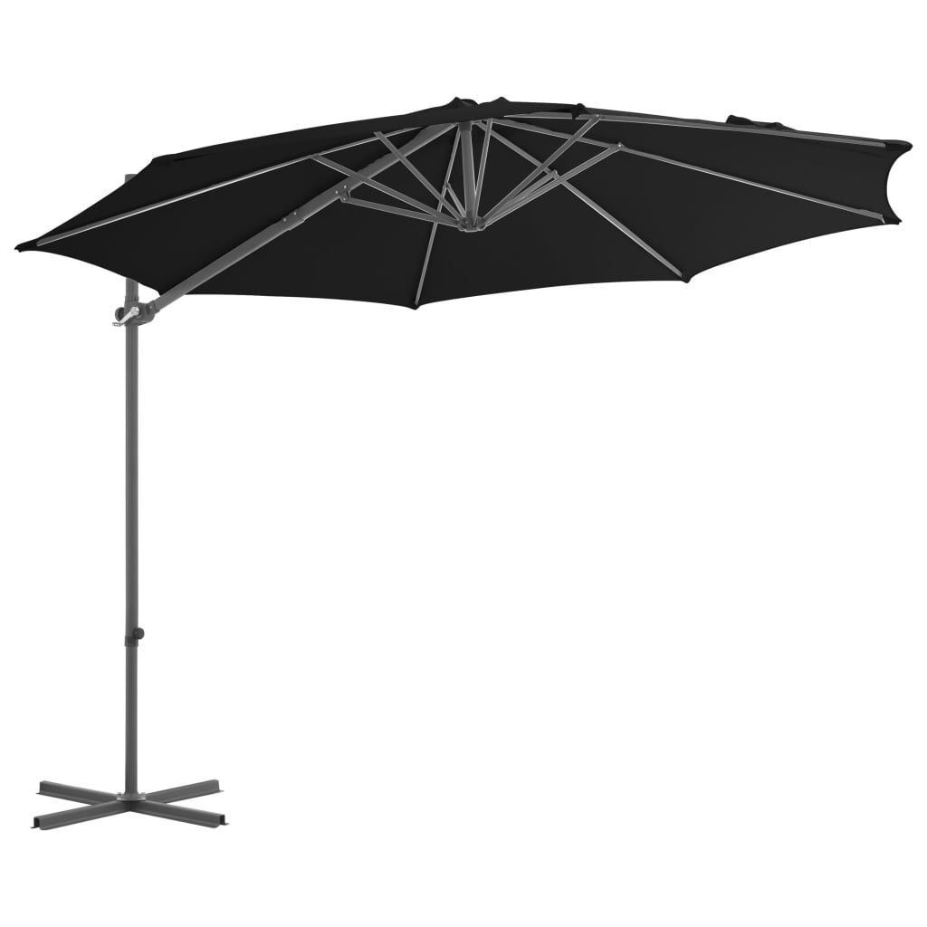 Vidaxl Sombrilla De Jardín Voladiza Con Palo De Acero Negro 300 Cm_1