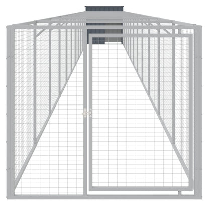 Caseta Perros Con Corral Acero Galvanizado Gris 110x1221x110 Cm_2