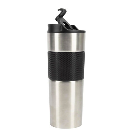 Taza De Viaje 460ml Lovers En Acero Inoxidable Y Silicona Negro Bergner_0