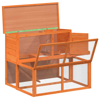 Conejera De Madera Maciza De Pino Marrón 102x90x84,5 Cm_4