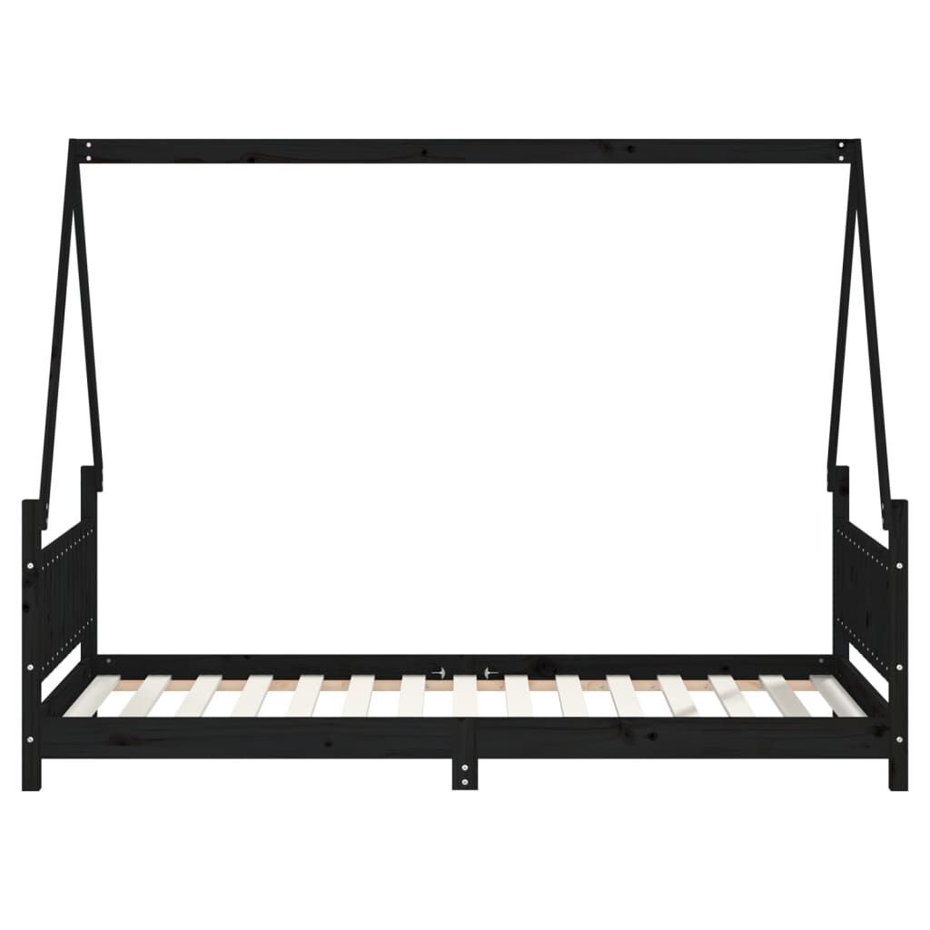 Vidaxl Estructura De Cama Para Niños Madera De Pino Negro 90x190 Cm_3