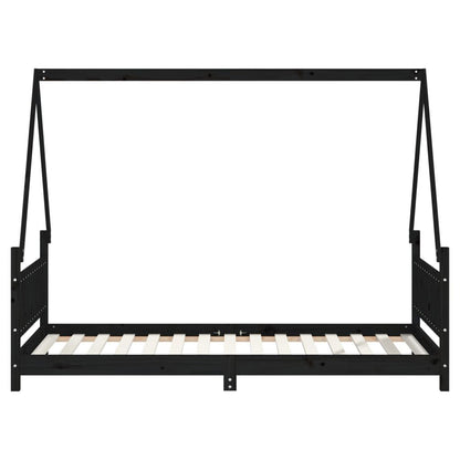 Vidaxl Estructura De Cama Para Niños Madera De Pino Negro 90x190 Cm_3