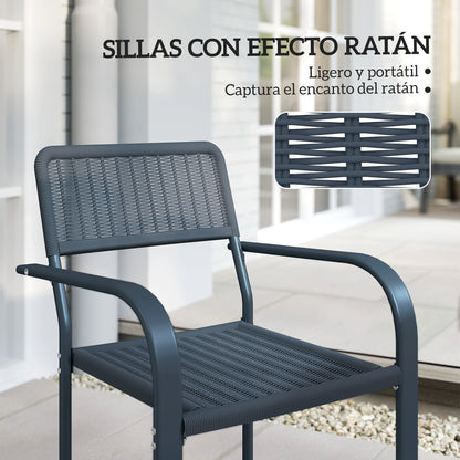 Outsunny Juego De 4 Sillas De Jardín Exterior Apilables_3