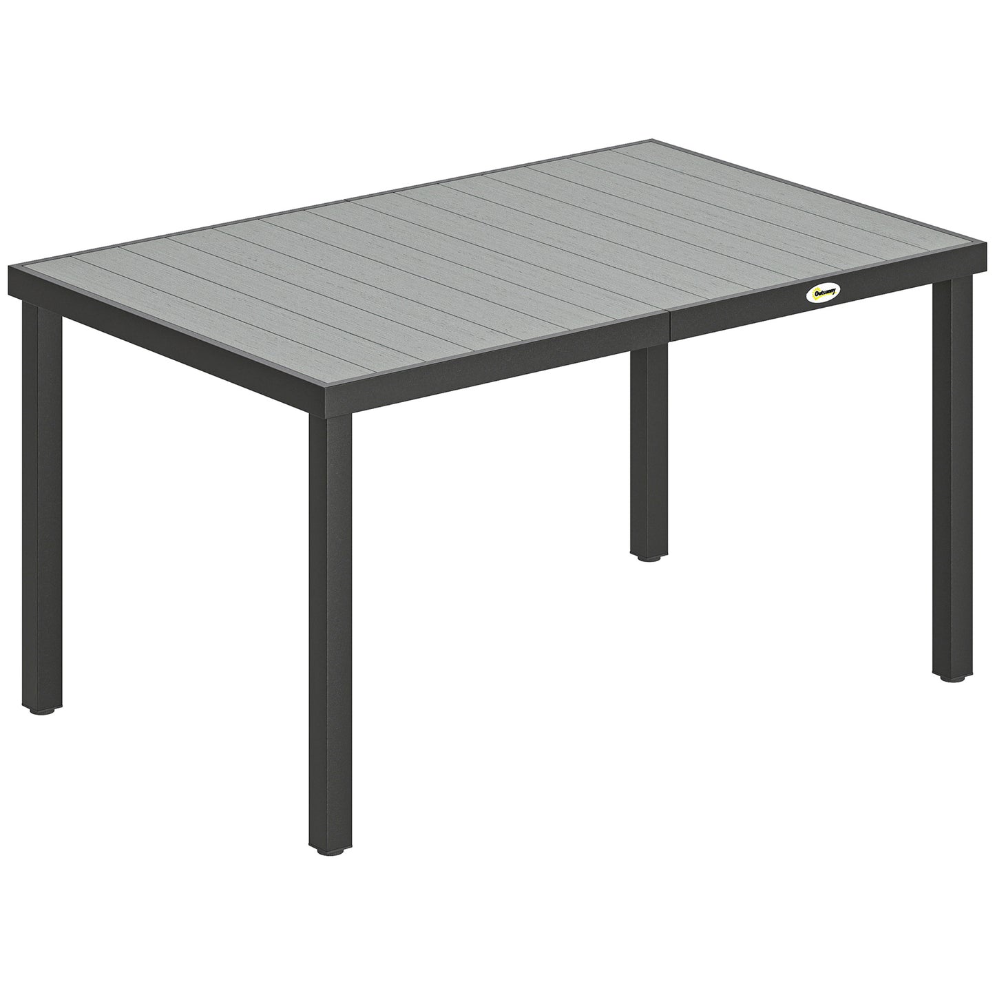 Outsunny Mesa De Comedor De Jardín Rectangular Con Estructura De Acero Gris_0