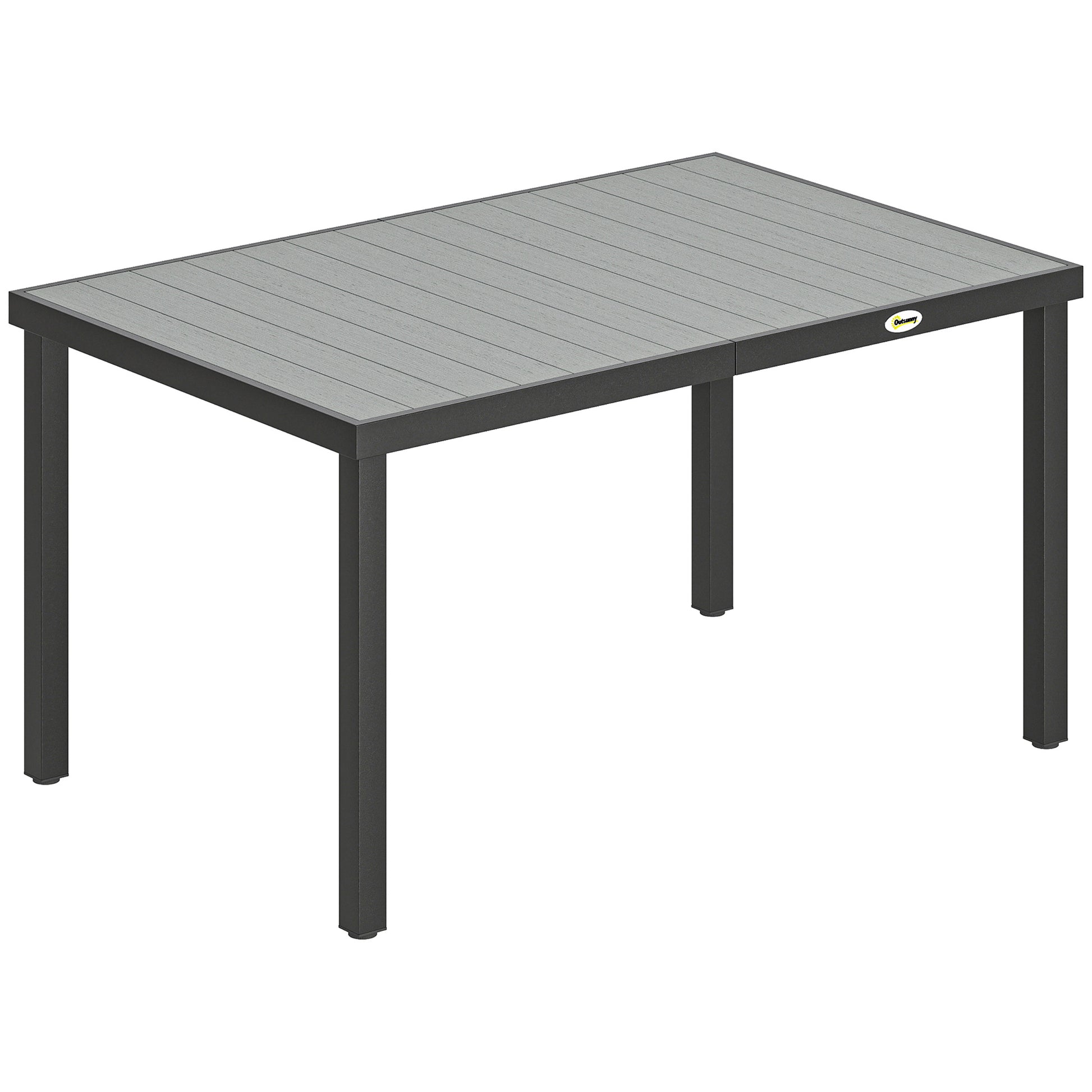Outsunny Mesa De Comedor De Jardín Rectangular Con Estructura De Acero Gris_0
