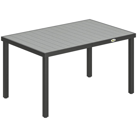 Outsunny Mesa De Comedor De Jardín Rectangular Con Estructura De Acero Gris_0