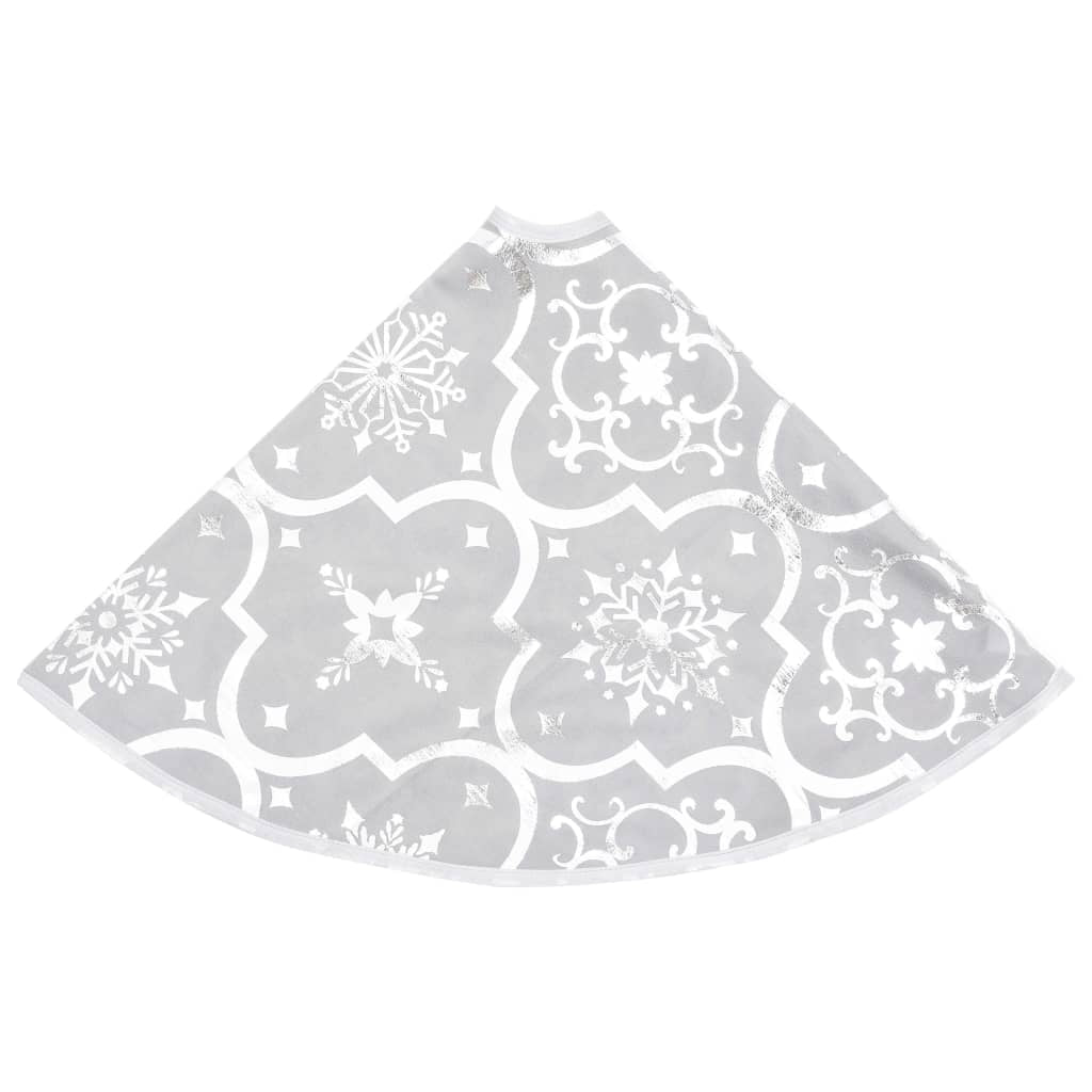 Vidaxl Falda Del Árbol De Navidad De Lujo Y Calcetín Tela Blanco 150cm_4