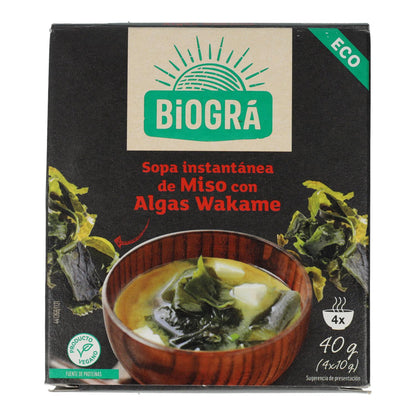 Sopa Miso Rojo y Alga Wakame Biográ, 4x10g