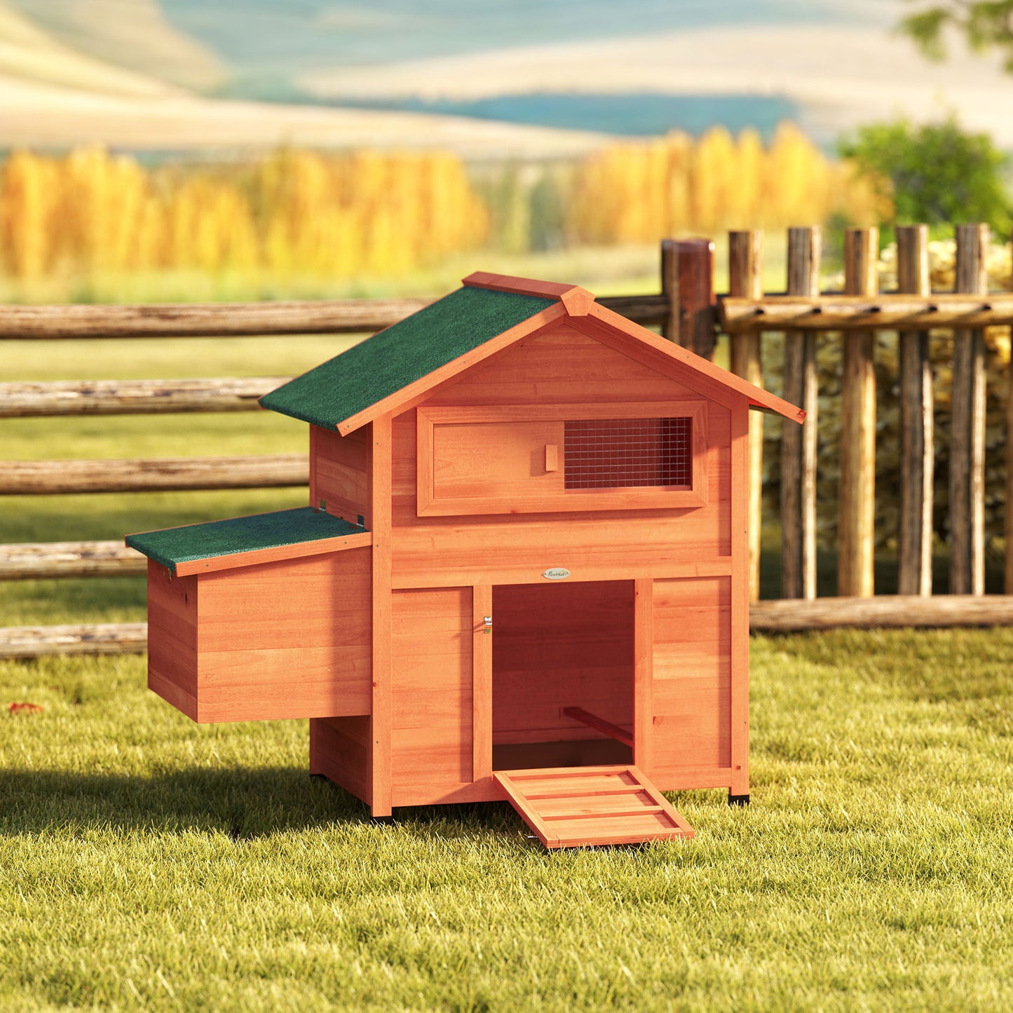 Pawhut Gallinero Para Exterior De Madera 113,5x67,5x95,5 Cm Con Nido Y Bandeja_1