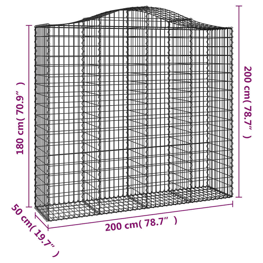 Cestas De Gaviones 2 Uds Forma De Arco Hierro 200x50x180/200 Cm_5