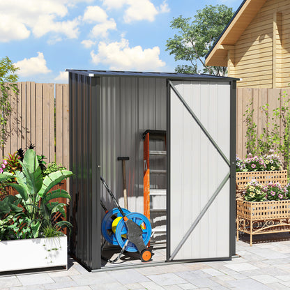 Outsunny Cobertizo De Jardín Exterior 1,34 M² 161,5x94,5x196 Cm Negro Carbón_4