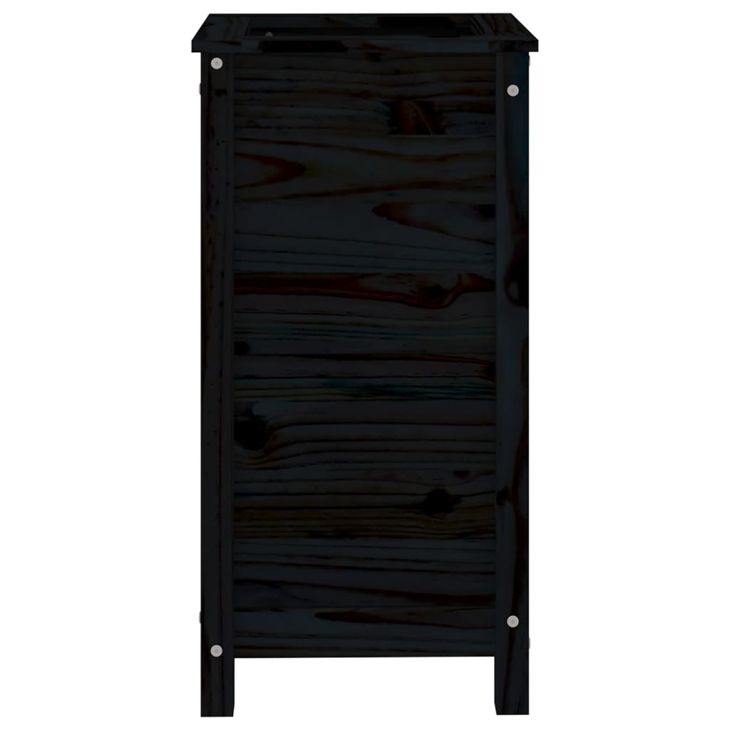 Jardinera Madera Maciza De Pino Negro 40x40x78 Cm_3