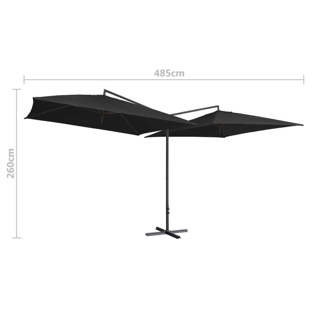 Sombrilla Doble De Jardín Palo De Acero Negro 250x250 Cm_4