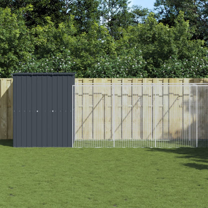 Caseta Perros Con Corral Acero Galvanizado Gris 165x1067x181 Cm_1