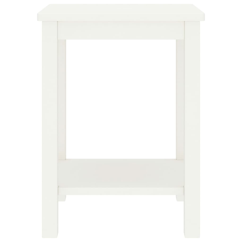 Mesita De Noche Madera Maciza De Pino Blanco 35x30x47 Cm_0