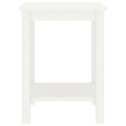 Mesita De Noche Madera Maciza De Pino Blanco 35x30x47 Cm_0