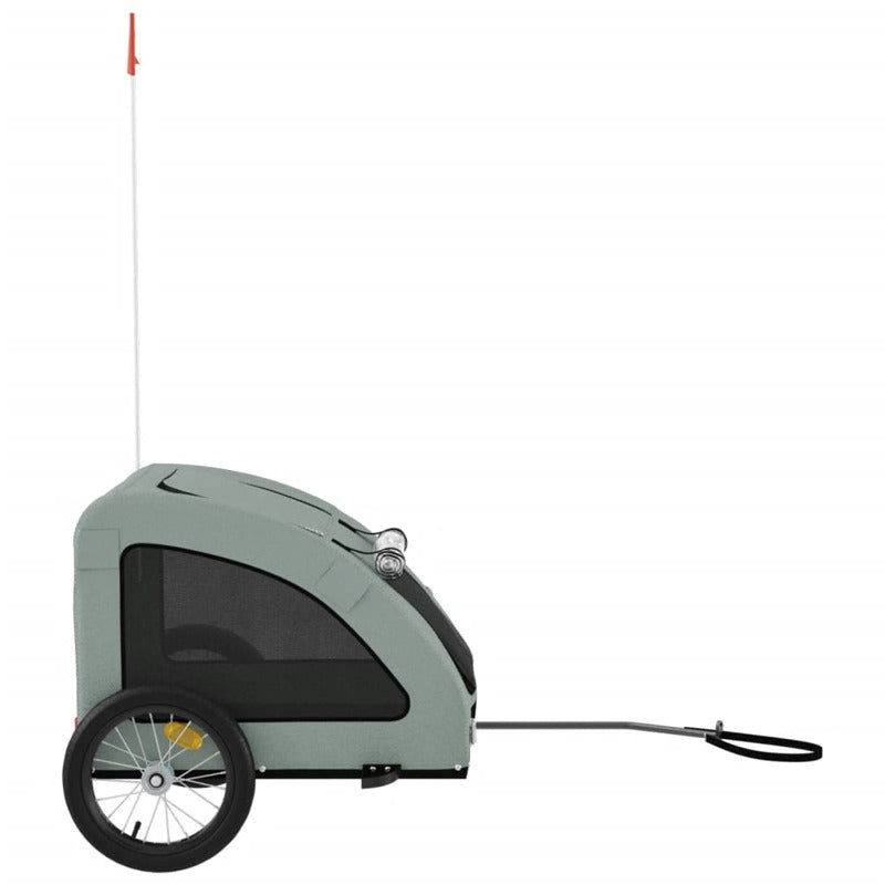 Vidaxl Remolque De Bicicleta Mascotas Hierro Tela Oxford Gris_5