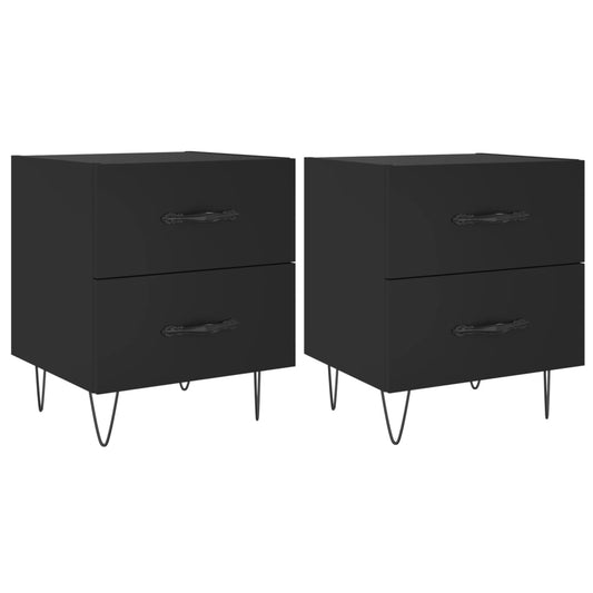 Mesitas De Noche 2 Uds Madera Ingeniería Negro 40x35x47,5 Cm_0