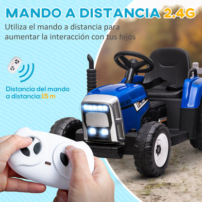 Homcom Tractor Eléctrico Con Remolque Para Niños 3-6 Años 136,5x50x52,5 Cm Azul_4