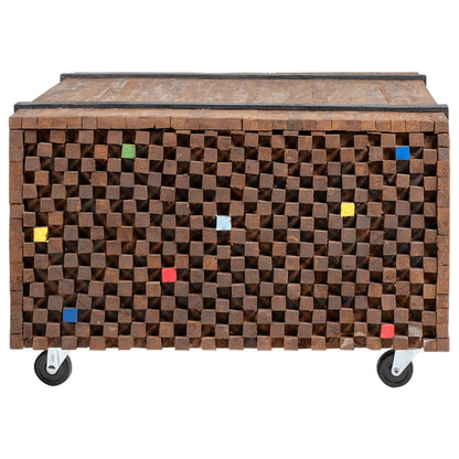 Mesa Auxiliar De Madera De Teca 60x60x38 Cm_1