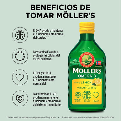  Aceite De Hígado De Bacalao Sabor Limon+vitaminas 250ml Mollers_1