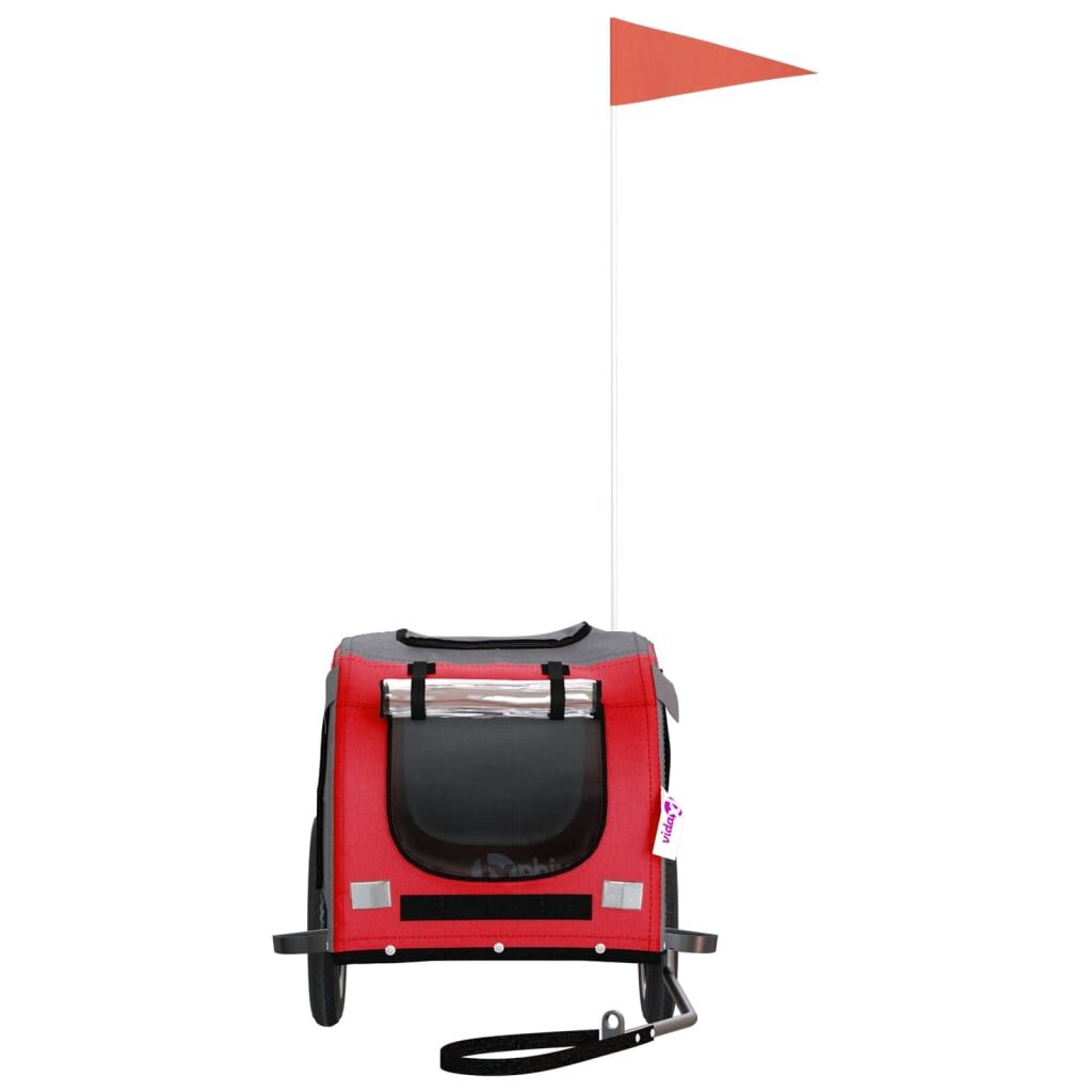 Vidaxl Remolque De Bicicleta Mascotas Hierro Tela Oxford Rojo Gris_3