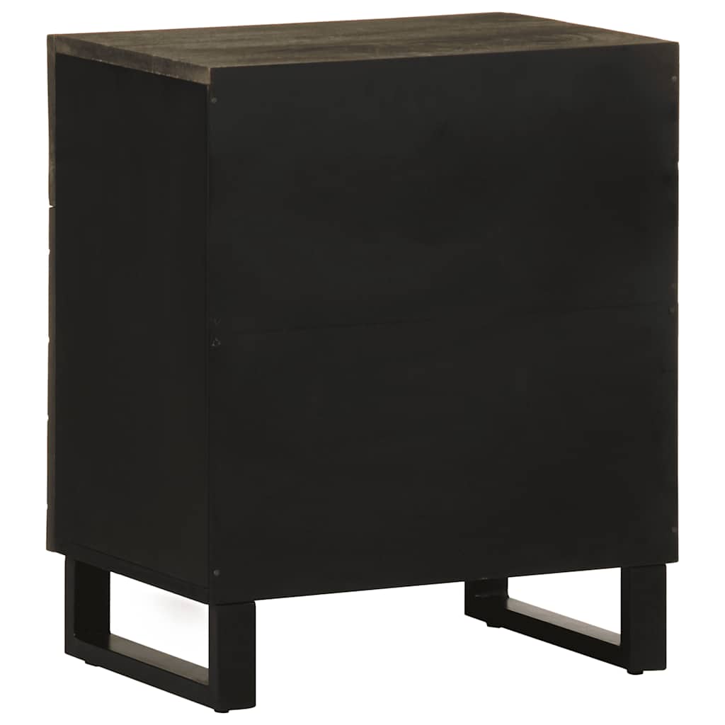 Mesita De Noche Madera Maciza De Mango Negra 50x33x60 Cm_3